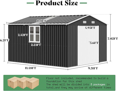 AMERLIFE 10x12x7 FT Galvanized Steel Storage Shed - Image 2