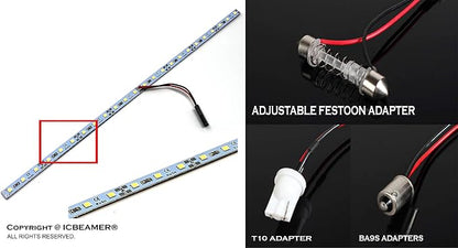 ICBEAMER Super White 12" inch 24-SMD-2835 Chips LED Strip Light Universal Fit - Image 3