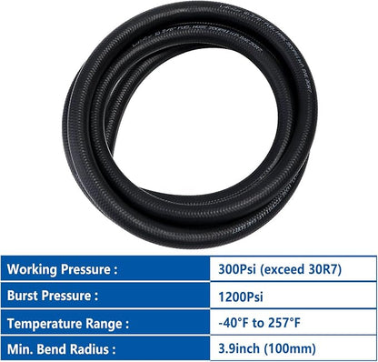 LokoCar Rubber Fuel Hose Line Push Lock 3/8" ID SAE 30R7 NBR 5ft 300PSI Black - Image 6