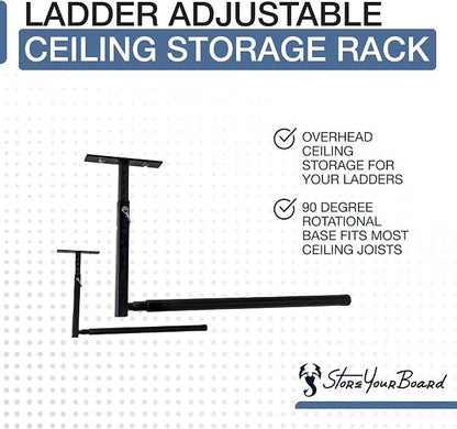 StoreYourBoard Adjustable Ceiling Rack – Hi Port 2 Garage Ceiling Ladder Hanger - Image 4