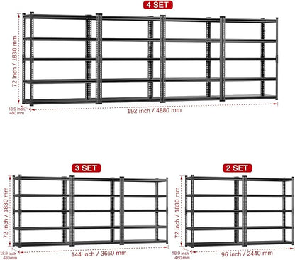 Heavy Duty Garage Shelving Unit 3000LBS, Adjustable 5-Tier Storage Rack - Image 9