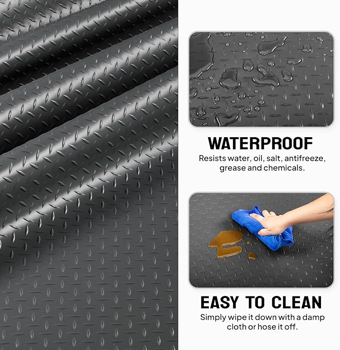 TUFFIOM 7.5x22 FT Garage Floor Mat, Thickened Diamond Plate PVC Garage Mats - Image 3
