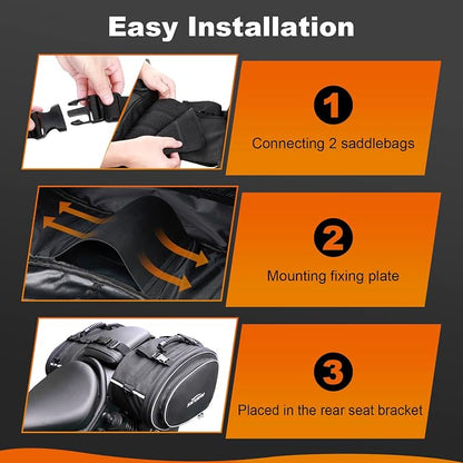 Motorcycle Saddlebags with Protective Cover, Large Capacity Extendable Saddle - Image 5