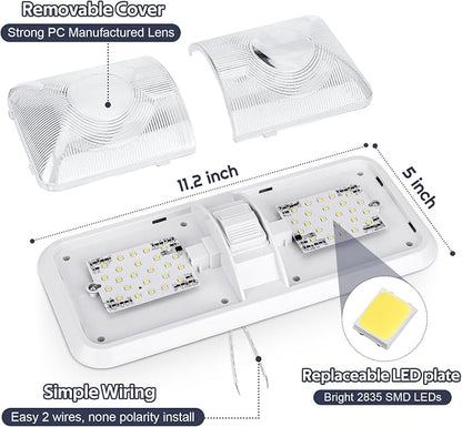 1 Pack RV Lights Interior 12V Led 8W Ceiling Double Dome Camper Light 600 Lumen - Image 3
