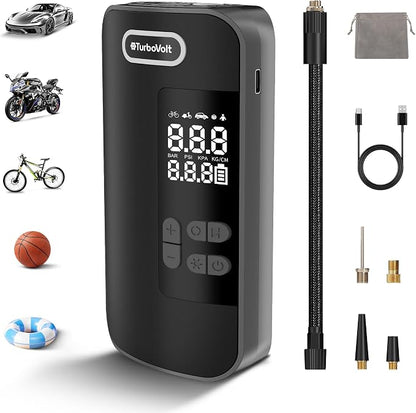 Tire Inflator Portable Air Compressor, 150PSI Rechargeable 2X Faster Cordless by TurboVolt