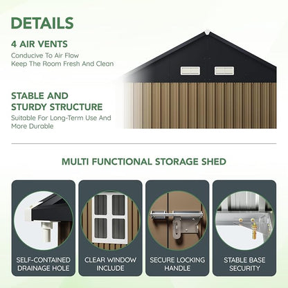 10X8FT Outdoor Steel Storage Shed - Image 3