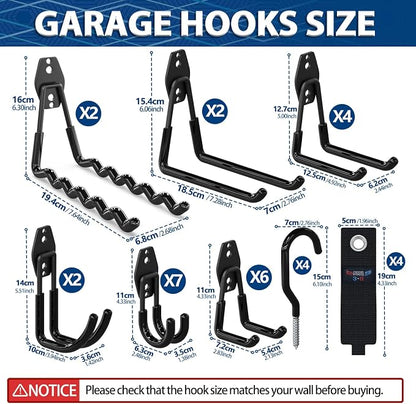 3-H Garage Wall Hooks 31 Pack, Garage Hooks Heavy Duty - Image 3