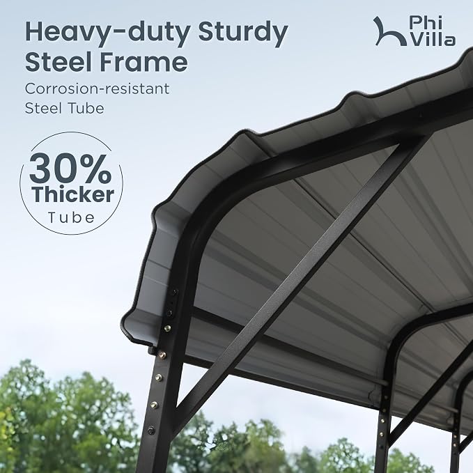 PHI VILLA 20 x 20 ft Carport 2 car Metal Carport Tent - Image 9