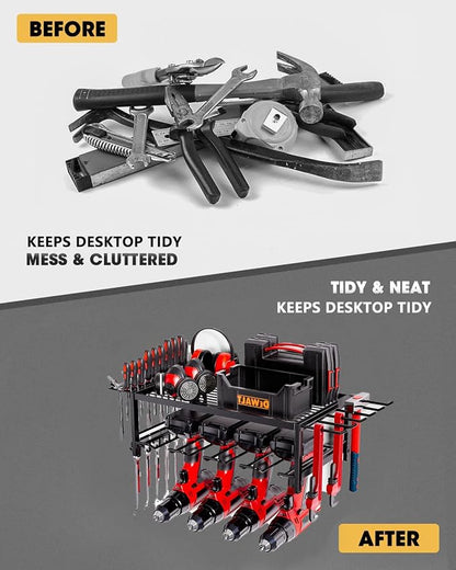 Power Tool Organizer, Garage shelving 2 Layers Garage Tool Organizers 4 Drill - Image 4