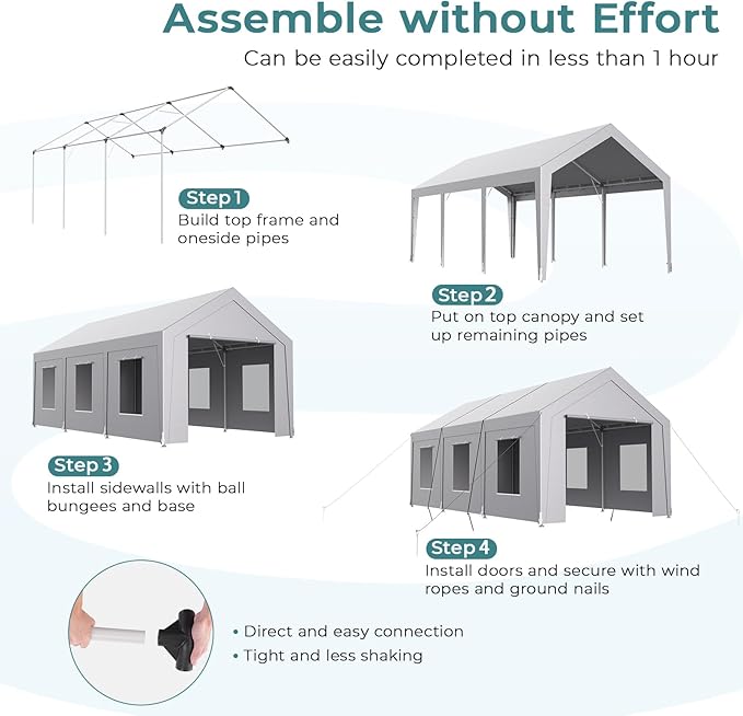 Carport 10x20 ft Heavy Duty, Car Port - Image 5