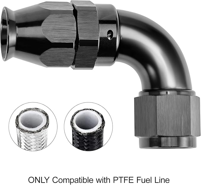 EVIL ENERGY 12AN 90 Degree PTFE One Piece Full Flow End Hose Fitting Aluminum - Image 5