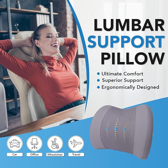 Lumbar Support Pillow for Car, Memory Foam Lumbar Pillow for Lower Back Pain - Image 2