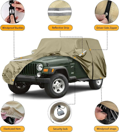 Waterproof Car Covers Replace for 1987-2006 Jeep Wrangler, Windproof Bands for - Image 2