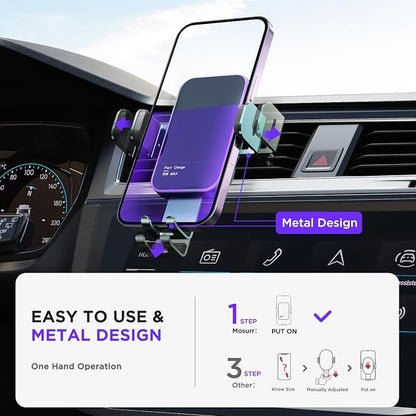 Wireless Car Charger, 【7 Colored LED Backlit】 15W Auto Clamping Phone Mount - Image 5