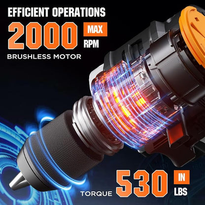 Litheli 20V Cordless Drill Driver, Brushless Power Drill - Image 2