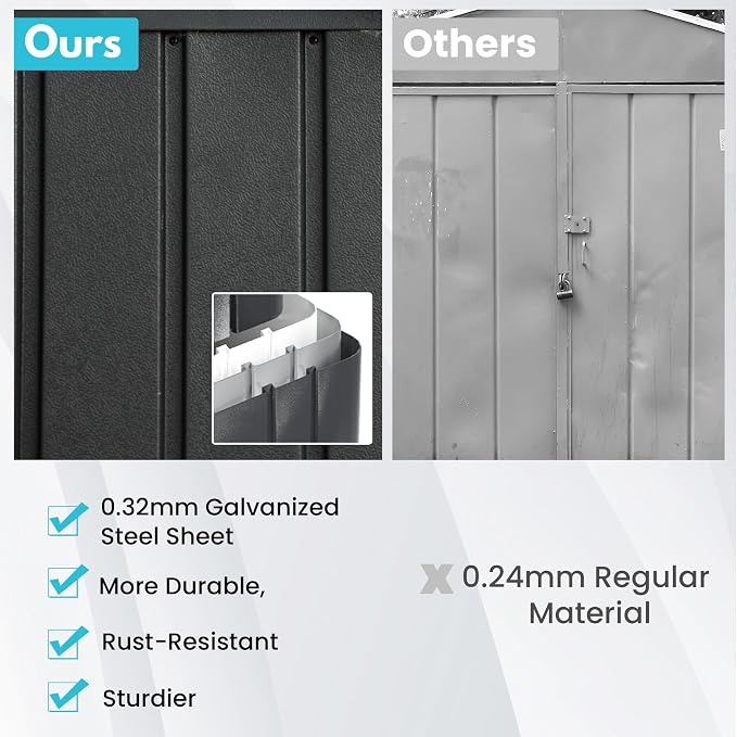 Domi 12'x20' Metal Garage Shed, Heavy Duty Outdoor Steel Carport - Image 7