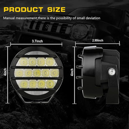 BIGLION.X 3.7 Inch 130W Off Road Lights White Round Offroad Fog Lights Super - Image 6
