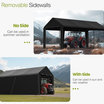 GOJOOASIS 10x20 Carport Heavy Duty Portable Garage Shelter Metal Car Canopy Tent - Image 2