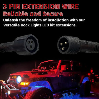 4 PCS 4FT 3 Pin RGB Rock Light Extension Wire, Design - Image 4