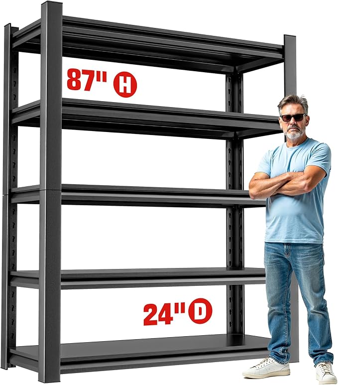 Heavy Duty Metal Garage Shelving Unit, 5 Tier Storage Shelf by OLLRRACT