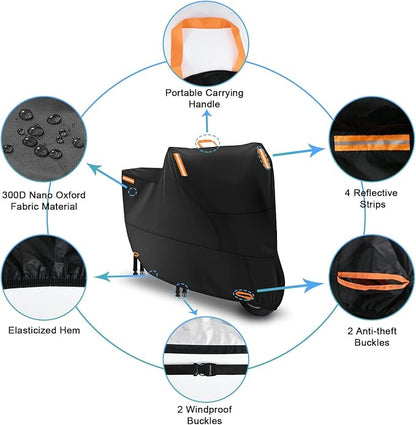 Motorbike Cover for Outside Storage, Waterproof Motorcycle Scooter Moped Cover - Image 3