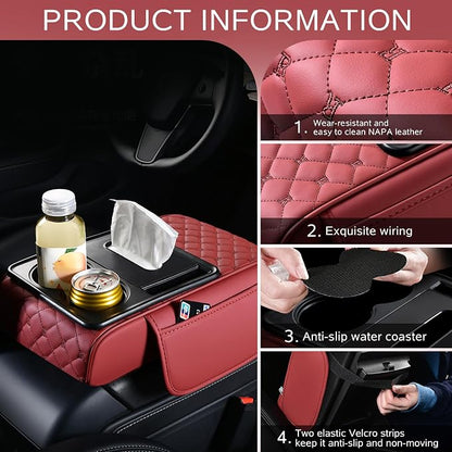 5 in 1 Car Armrest Storage Box for Center Console, Armrest Cushion Cover for Car - Image 3