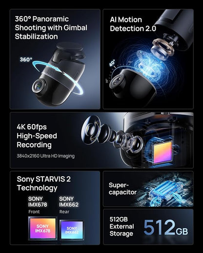 70mai Dual Dash Cam Front and Rear 4K, Car Camera - Image 9