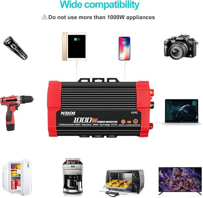 1000W Car Power Inverter, DC 12V to AC 110V Car Inverter - Image 2