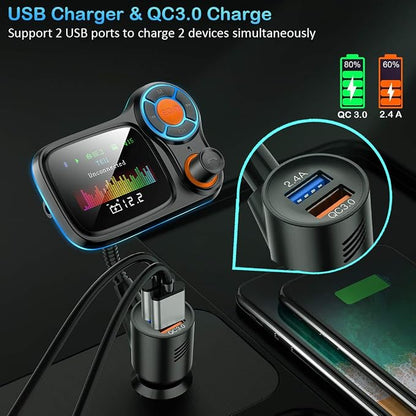 TSNAM Wireless Car Bluetooth Adapter, Radio FM Transmitters HandsFree Call - Image 5