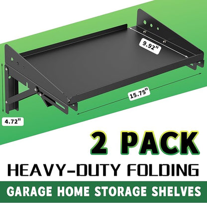 ULIBERMAGNET Garage Folding Storage Rack Shelves, 100LB Metal Wall Mounted - Image 2
