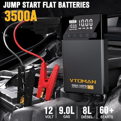 VTOMAN X5 Jump Starter with Air Compressor, 3500A Portable Car Battery Booster - Image 2