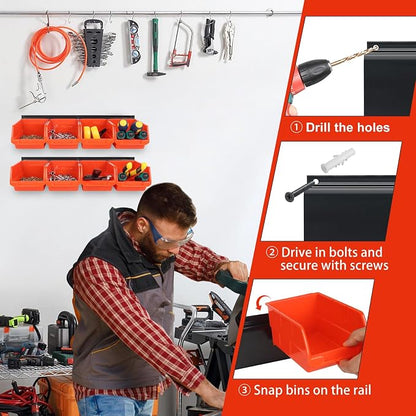 Screw Organizer Wall Mount Hardware Organizer Garage Storage Bins Box Small - Image 7