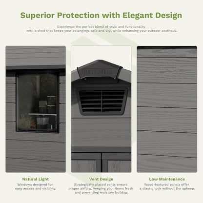 Patiowell 6 x 6 FT Plastic Outdoor Storage Shed - Image 4
