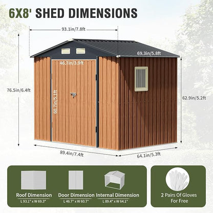 8x6 Ft Storage Shed, Large Outdoor Shed - Image 4