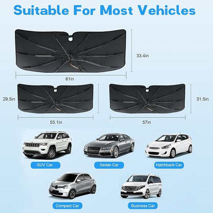 Windshield Sun Shade Umbrella, Portable Foldable, Spring Structure Wind Shield - Image 5