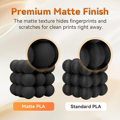FLASHFORGE PLA Filament 1.75mm +/- 0.02mm, Matte Black 3D Printer Filament 1kg - Image 4