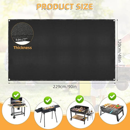 Under Grill Mat for Outdoor Grilling, 90 x 48 inches Double-Sided Fireproof - Image 2
