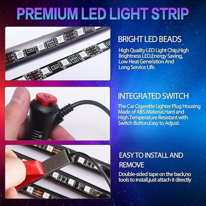Car LED Strip Light, EJ's SUPER CAR 4pcs 36 LED Multi-Color Car Interior Lights - Image 5