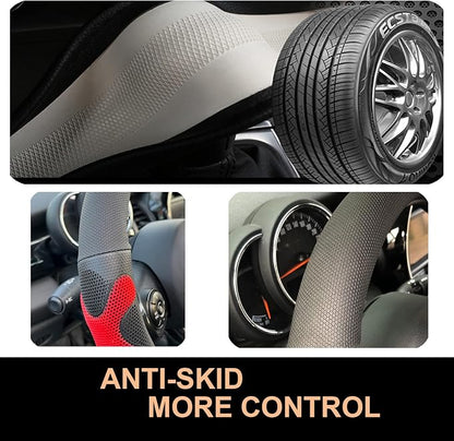 PINCTROT D Shaped Comfy Grip Steering Wheel Cover, Anti-Slip Design, Flat - Image 5
