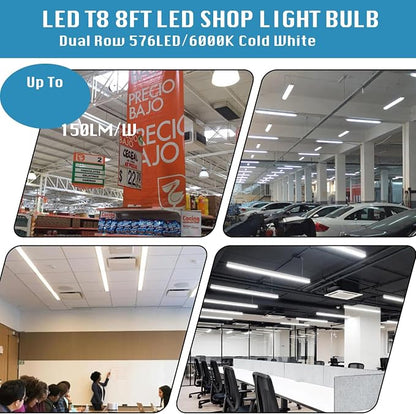 4-Pack, 8 Foot LED Bulbs, 100W 15000lm 6000K Cold White, Super Bright, T8 T10 - Image 6