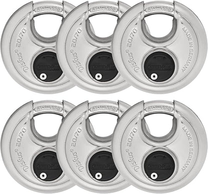 6 Pack ABUS Diskus 20/70 Heavy Duty Stainless Steel Disk Padlock by ABUS