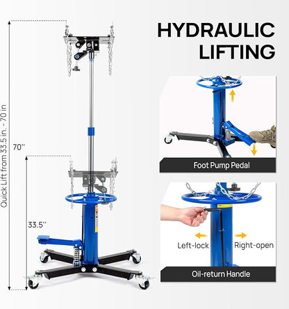 TUFFIOM Transmission Jack, 1100 lbs 1/2Ton Hydraulic 2-Stage High Lift Vertical - Image 4