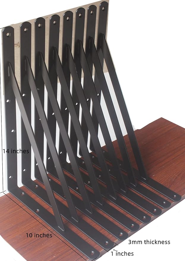 40 Pack L14 x H 10" Black Heavy Duty Shelf Brackets - Image 2