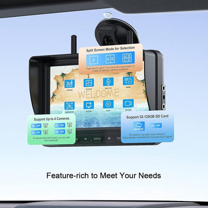 Fookoo HD Wireless RV Backup Cameras System, 1 Rear View + 2 Side Cameras - Image 7