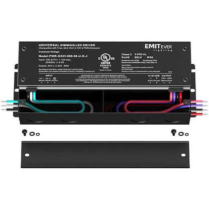 EMITEVER Dimmable Led Driver, 80W AC 110V-277V to DC 24V Transformer, 5-in-1 - Image 2