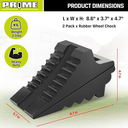 PR1ME Heavy Duty Rubber Wheel Chocks, Rubber Tire Blocks, RV Solid Rubber Wheel - Image 3