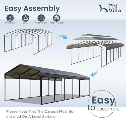 PHI VILLA 12'x30'x8.5 'Metal Carport - Image 8