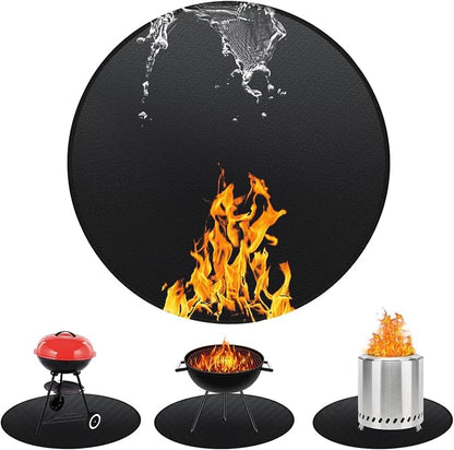 Round BBQ Grill Mat, 48 Inch Double-Sided Fireproof Pad 4-Layer Deck Protector by Unknown