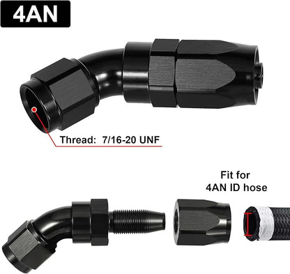 EVIL ENERGY 4AN 45 Degree One Piece Full Flow Hose End Fitting Swivel - Image 2