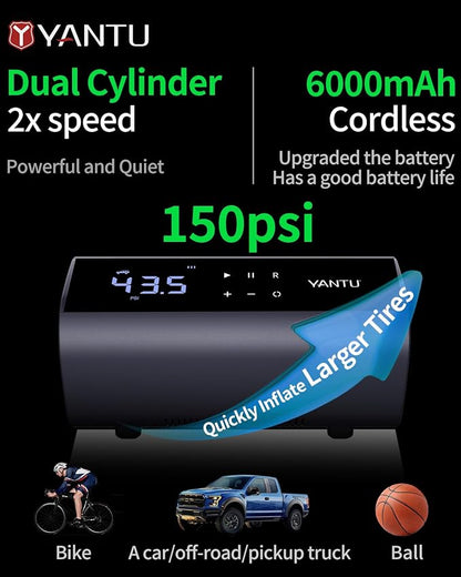 YANTU Dual Cylinder Tire Inflator Portable Air Compressor - Image 2
